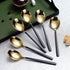 Homquen 6 Pieces Black and Gold Plating Coffee Spoons, 6.3" Modern Design Stainless Steel Tea Spoons Set