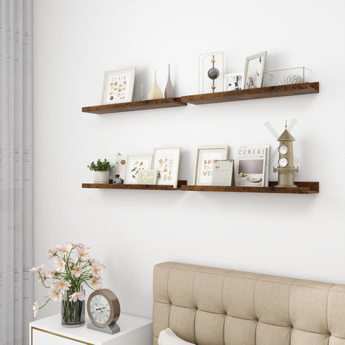 Set 4, 24 inch Acovy Picture Ledge Shelf, Wood Floating Shelves of Picture Ledge Shelves, Photo Ledge Nursery Book