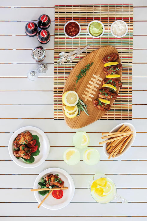PICNIC TIME NFL Touchdown! Bamboo Cheese Board, Novelty Charcuterie Serving Platter, Wood Cutting Board