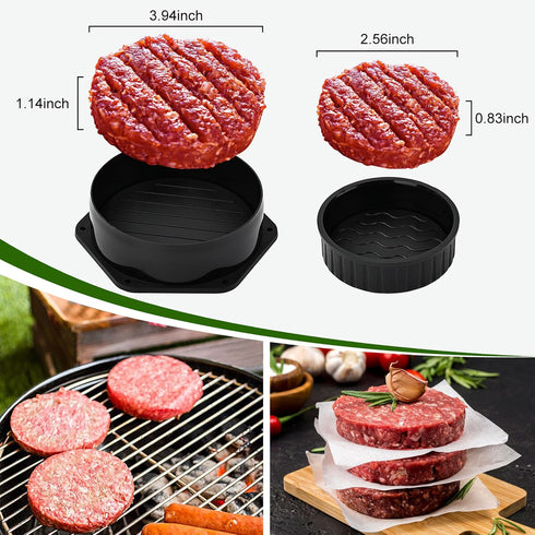 4 1 6.69" Set POLIGO Smash Burger Press Kit - in Hamburger Patty Storage Containers, Cast Iron Smash Bacon Press - Non