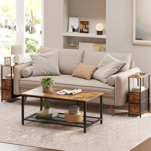 2 TB01BB085 TUTOTAK Small Narrow End Table with Charging Station, Side Table with Outlets, Nightstand with Cloth