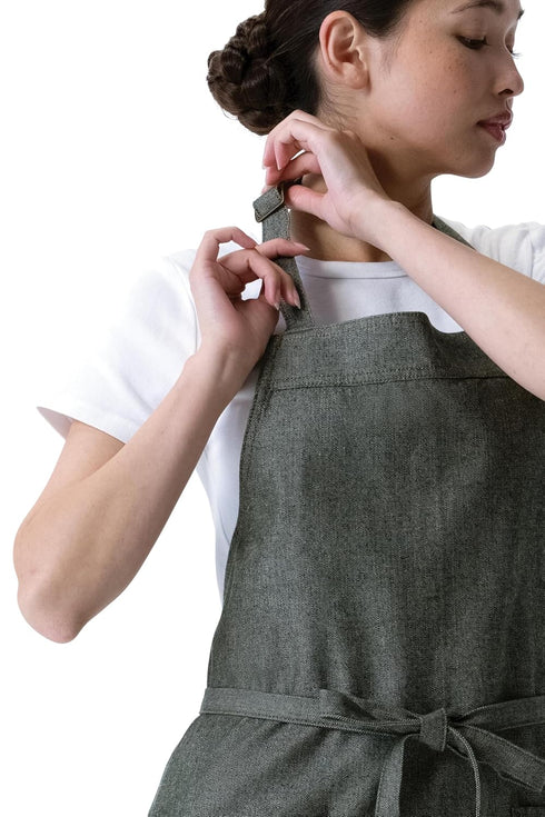 Unisex Utility Bib Apron - Adjustable with Pockets for Kitchen Use