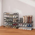 2-Tier Simple Trending Stackable Shoe Rack, Metal Shoe Shelf Storage Organizer, Black