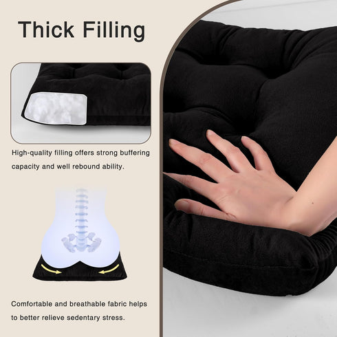 Set 2 OVOV Thick Rocking Chair Cushion Warm Tufted Rocking Chair Pads of with Ties High Back and Seat Cushion Suitable