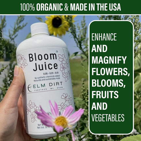 (1-32 oz Elm Dirt's Bloom Juice for All Flowering Plants Bottle)