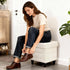 15"x12.6"x15.4" CAROLMADE Folding Storage Ottoman Cube Sherpa Footstool with Wood Legs Ottoman Footrest for Living Room