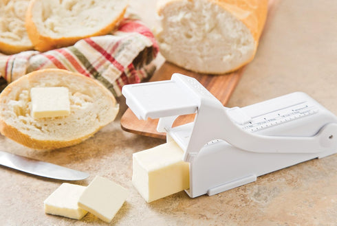 KitchenArt Buttermate Butter Cutter Slicer, White Measuring Dispenser