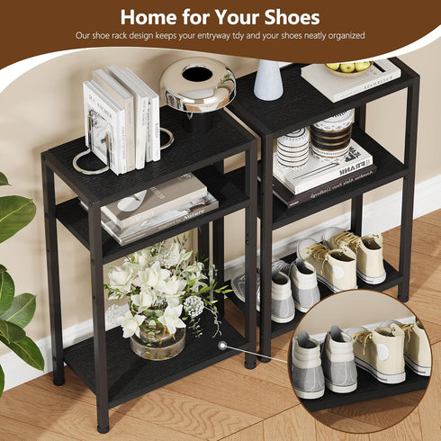 26.4" HET006BK1 Heybly Small Narrow Side Table for Small Space, Thin Bedside Table, Skinny End Table, Slim Sofa Table