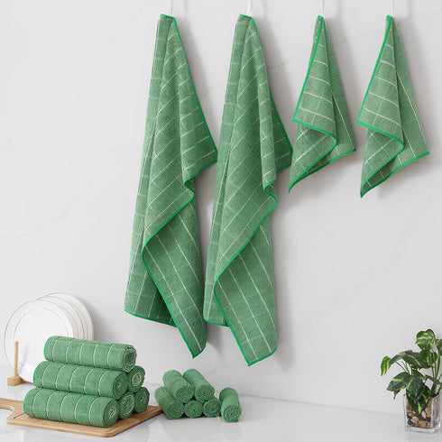 Set, 16 Pack 28 16 Inch 12 12 Inch Homaxy Microfiber Kitchen Towels and Dishcloths Soft and Absorbent Dish Hand Towels