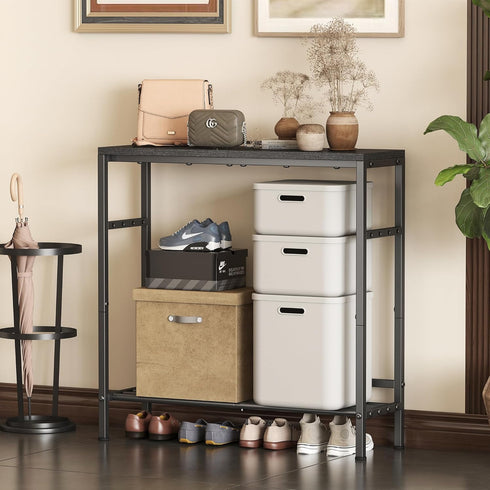 31.5" 2-Tier Homeiju Entryway Table Width, Console Table with Adjustable Shelves, Industrial Sofa Table with Storage