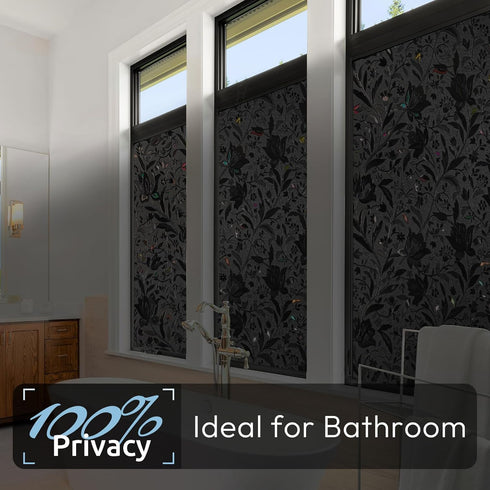 rabbitgoo Black Total Blackout Window Film, 35.4" x 78.7" Light Blocker for Sun Blocking and Privacy