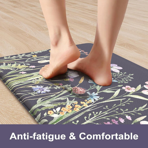 KIMODE Anti Fatigue Kitchen Mat, Non-Slip Farmhouse Floral Kitchen Rugs for Floor Sink and Office