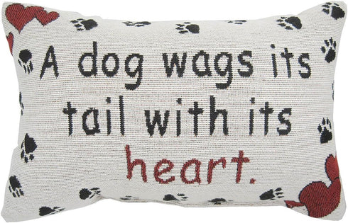 A Dog Wags Its Tail With Its Heart Throw Pillow - USA Made, 12-1/2 by 8-1/2-Inch