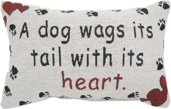A Dog Wags Its Tail With Its Heart Throw Pillow - USA Made, 12-1/2 by 8-1/2-Inch