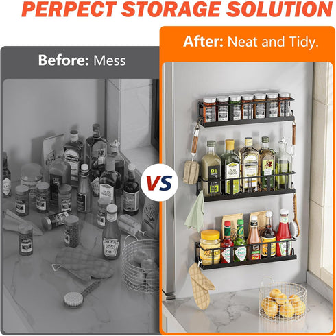 4 Pack, Bunoxea Spice Rack Wall Mounted Space-Saving Spice Organizer for Spice Jars and Seasonings,Screw or Adhesive