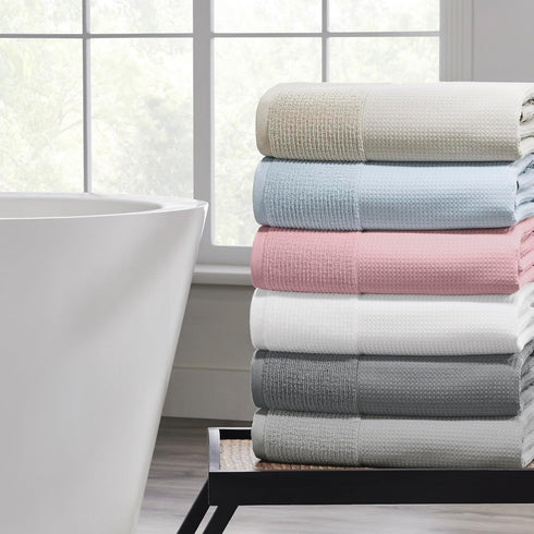 6-Piece Set Modern Threads Waffle-Rib Towel Premium Cotton Bath Towels, Ultra-Absorbent & Soft, Elegant Waffle Texture