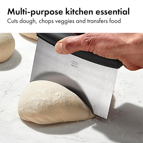 OXO Good Grips Stainless Steel Multi-Purpose Scraper & Chopper, Dough Cutter for Pizza, Bread and Cookie Dough