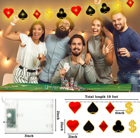 20 10 VIHOSE Casino Theme Party Decorations Las Vegas Party Supplies LED ft Poker String Lights for Casino Night Las