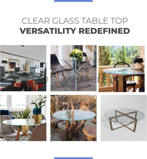 12-Inch 3/8 Round Tempered Glass Table Top, Thick, Flat Polished Edge, Durable Glass for Dining, Coffee, and Office