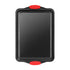 Nonstick Cookie Sheet Pan, Carbon Steel Oven Tray with Red Silicone Handles, Medium Bakeware Pan with Gray Coating