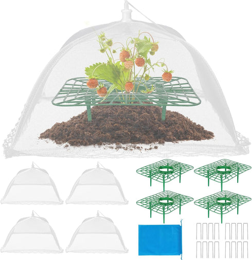 NODMIPNS 4 Sets Strawberry Plant Supports with Plant Protectors from Animals,Strawberry Growing Support