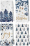 Artoid Mode Blue Xmas Tree Pinecone Christmas Bar Kitchen Towels, 12x24 Inch