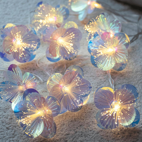 13ft 20 YOLIGHT Fiber Optic Flower String Lights Battery Operated with Timer, LED Flower Garland Lights Fairy Decor