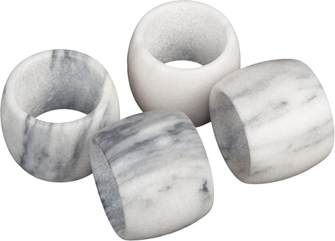 Creative Home Set of 4 Natural Off-White Marble Napkin Rings for Party Decoration, 1.8" Diam. x 1.2" H