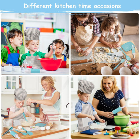 Set Kids Cooking and Baking with Storage Case Real Cooking Supplies with Cookbook Knives Apron Chef Hat Kids Cooking