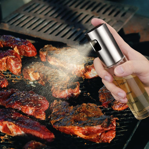 Olive Oil Sprayer for Cooking, 100ml Portable Glass Oil Spray Bottle for BBQ, Air Fryer, Baking, Grilling