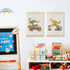 Set 2, 12x16 Inches BCUANGD Dinosaur and Construction Truck Wall Decor - Dinosaur Dino Poster Hanger with Wood Frames