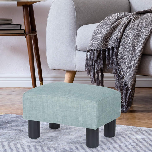 15x10.8x8.7inch Adeco Small Ottoman Footstool- Mordern Rectangle Soft Fabric Footrest