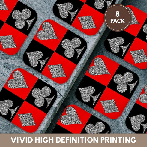 3dRose Poker Four of a Kind Aces Cool Design Soft Coasters, Set of 8
