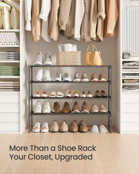 4-Tier 20-25 11.8 36.2 29.1 Inches, ULSA14BK SONGMICS Shoe Rack, Shoe Organizer, Metal Storage Shelf, Upright or Upside