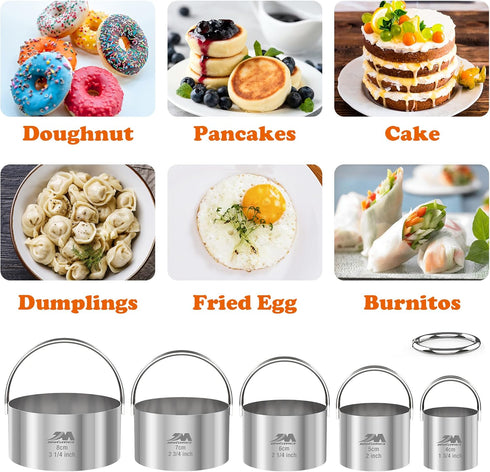 Biscuit Cutter Set for Baking: 5 Pieces/Set, Round Cookies Cutter with Handle, Professional Dough Tools
