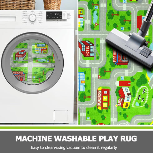 Decor,5.2'x3.3' Capslpad Green Car Road Kid Rug Carpet Playmat for Playoom Traffic Road Kids Play Mat for Toddler Non