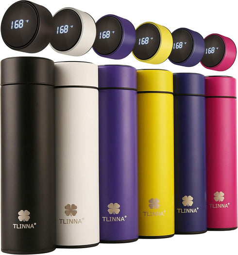 Insulated Smart Sports Water Bottle with LED Temperature Display, Double Wall Vacuum Coffee and Tea Infuser Bottle,