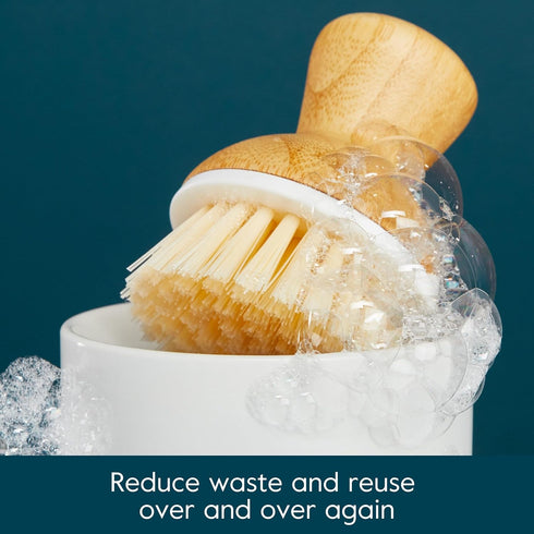 2 Pack Set, Grove Co. Bubble-Up Dish Soap Dispenser & Brush Ergonomically Designed Dish Scrubber, Removes Tough Messes
