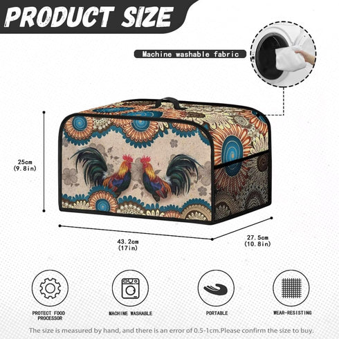 Rooster Boho Slow Cooker Dust Cover with Handle and Side Pocket for 6-8 Quart Kitchen Appliances