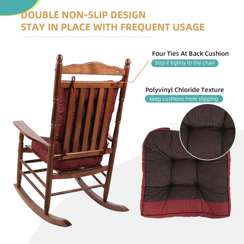Set RACE LEAF High Back Rocking Chair Cushion with Memory Foam, Non-Slip Patio Chair Cushions for Indoor/Outdoor Use