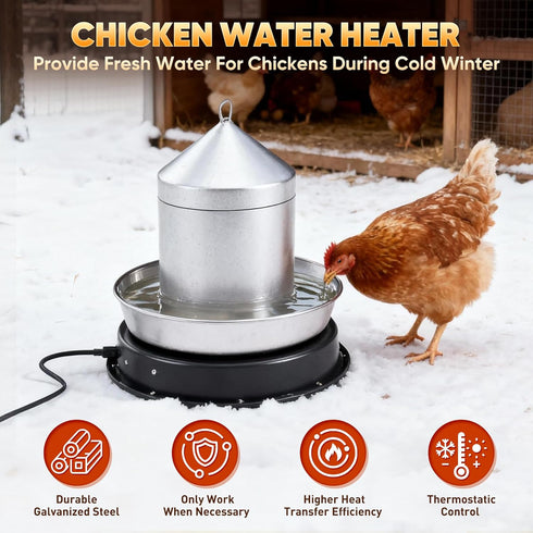 Eggluuz 110 11 Chicken Water Heater for Winter, Watt Chicken Drinker Heated Base in Chicken Waterer Heater