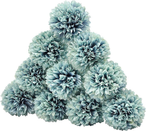 10Pcs Artificial Fake Flower Plants Silk Chrysanthemum Ball Hydrangea Arrangements for Wedding Bouquets Decor Home