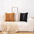 Pack 2 18 18 Inch of Orange Brown Boucle Decorative Pillow Cover with Faux Leather Modern Accent Pillow Case x Textured