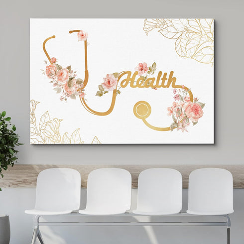 wall26 24"x36" Canvas Print Wall Art Doctor Stethoscope Pastel Rose Flowers Medical & Hospital Health Illustrations