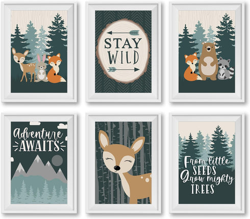 Hadley Designs 6 Adventure Nursery Wall Decor - Reversible Unframed Baby Boy