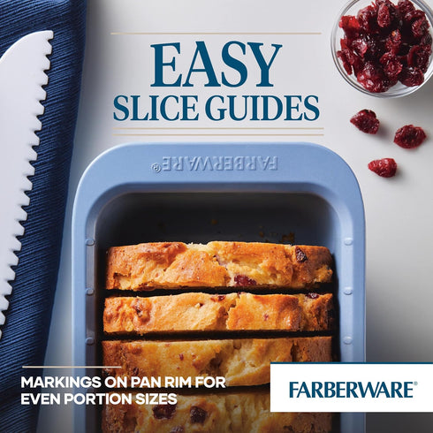 Farberware Easy Solutions Nonstick Bakeware, 9 x 5 Inch Meatloaf/Loaf Baking Pan with Portion Marks