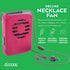 O2COOL Battery Powered Deluxe Necklace Fan for Personal Cooling, Adjustable Lanyard (Pink)