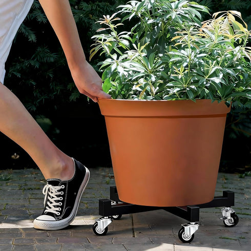2 Pack 14" 10-14 Inch (14 INCH) Plant Caddy with Wheels, Heavy Duty Metal Rolling Plant Dolly, Plant Stand