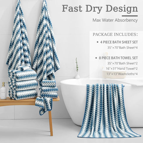 8 Set |2 Towels,2 Towels,4 600GSM Set Piece Bathroom Towel Oversized Bath Hand Washcloths| Soft Hotel Towel Large Bath