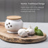WM Bartleet & Sons 1750 Traditional Porcelain Garlic Storage Pot, 10cm, Wooden Lid, White, One Size